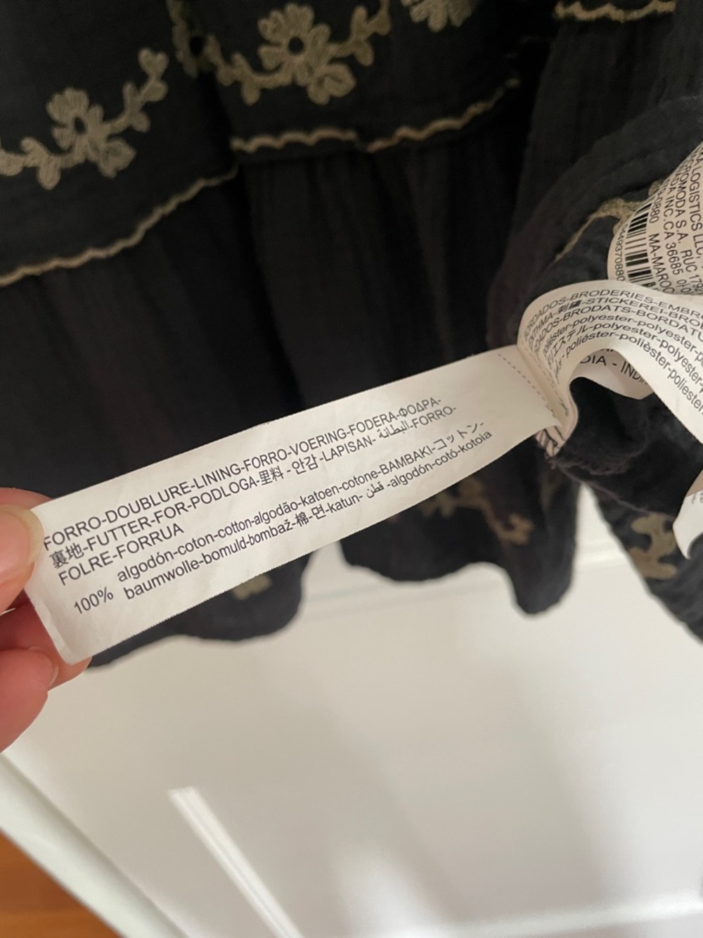 Zara Charcoal Dress with Cream Floral Embroidery - Picture 3 of 4